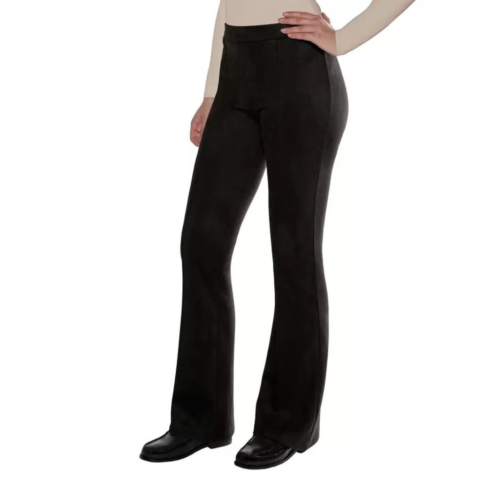 Matty M High-Rise Pants Bootcut Soft Faux Suede Slim Fit Pull-on Black XL 16